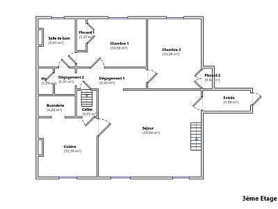 APPARTEMENT T4 A LOUER - LYON 2EME ARRONDISSEMENT Bellecour-Sala - 92.42 m2 - 1 449 &euro; charges comprises par mois