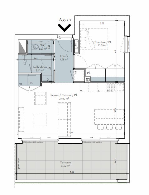 APPARTEMENT T2 A LOUER - ST DIDIER AU MONT D OR Centre et Sud Est - 49.52 m2 - 1 300 &euro; charges comprises par mois